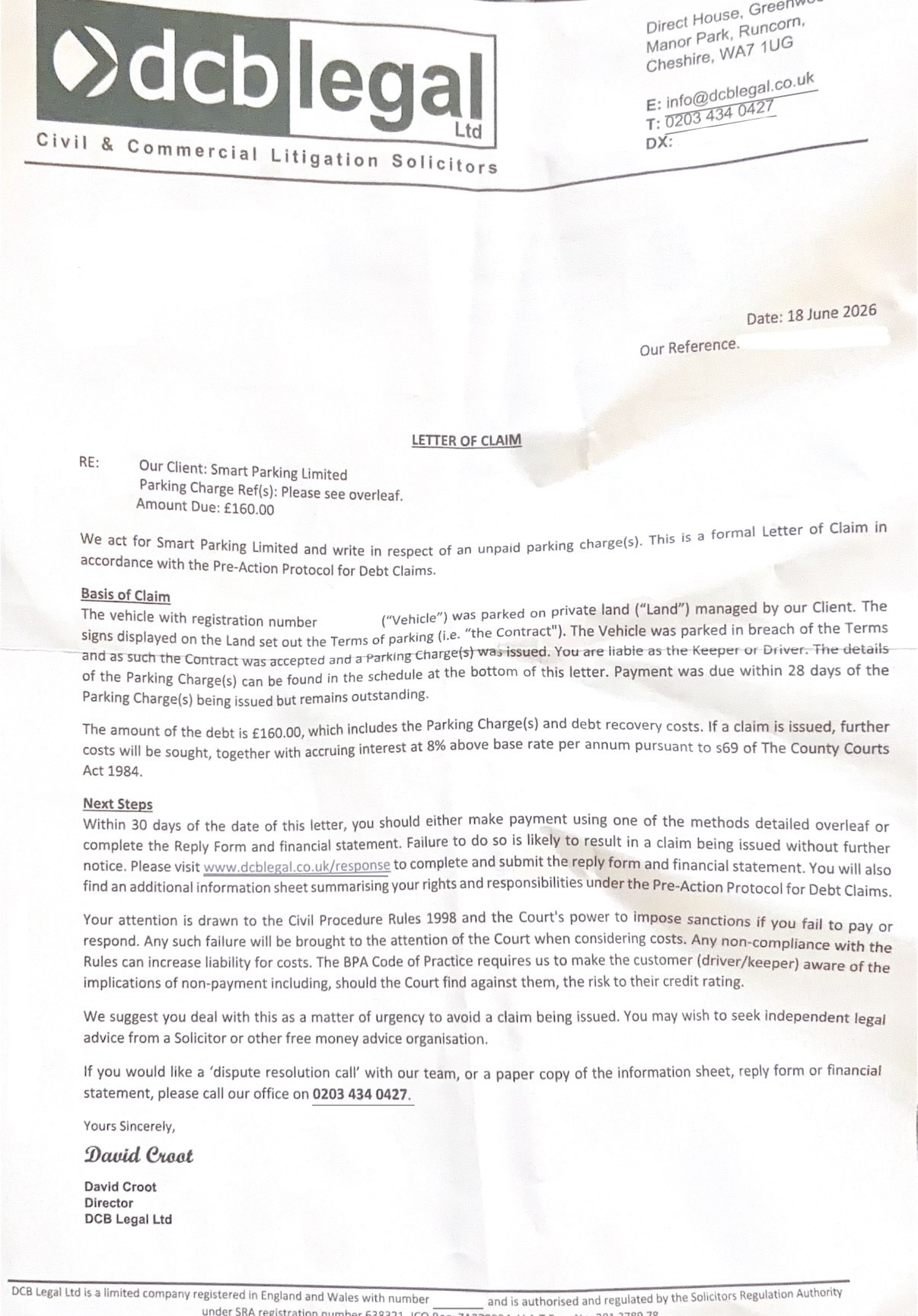 DCB Legal ltd: LETTER OF CLAIM Smart Parking Limited ...