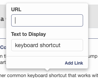 Screenshot of link interface