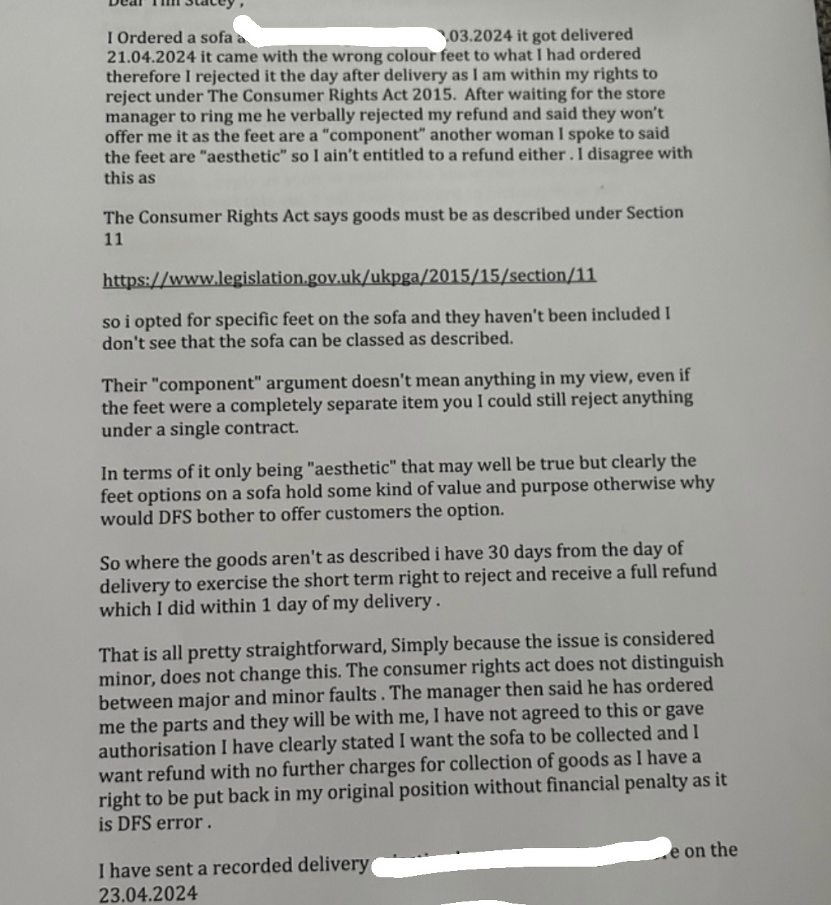 DFS . Not accepting refund even though item came “ item not as