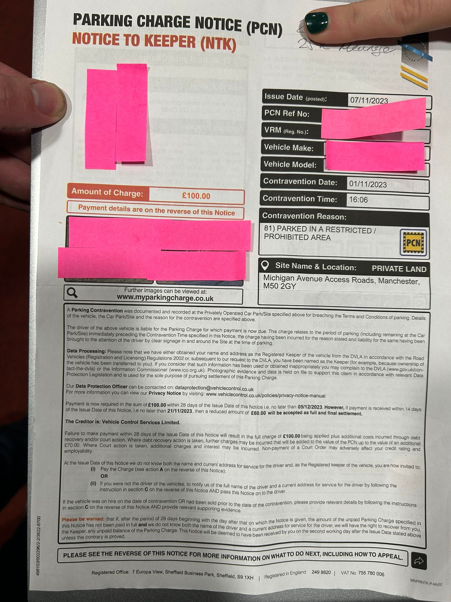 Vehicle Control Services PCN for access road Page 2
