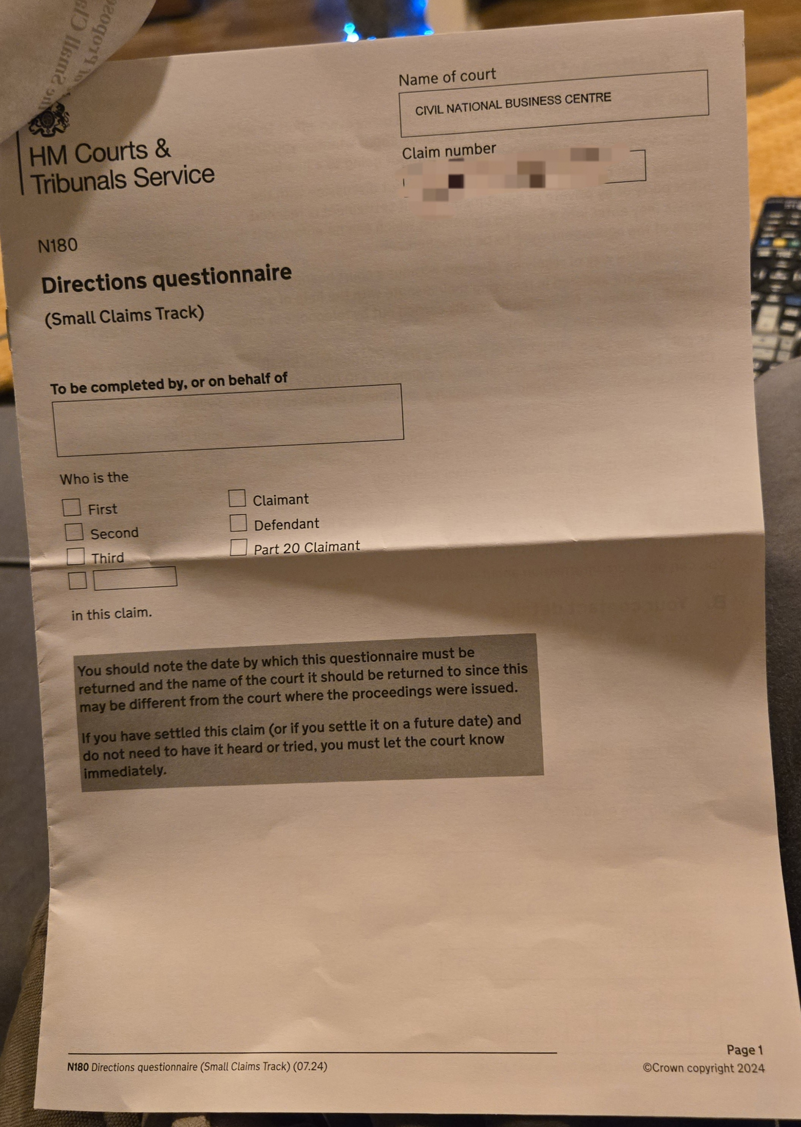 DCBL Claim form received from a PCN issued 5 years ago ...