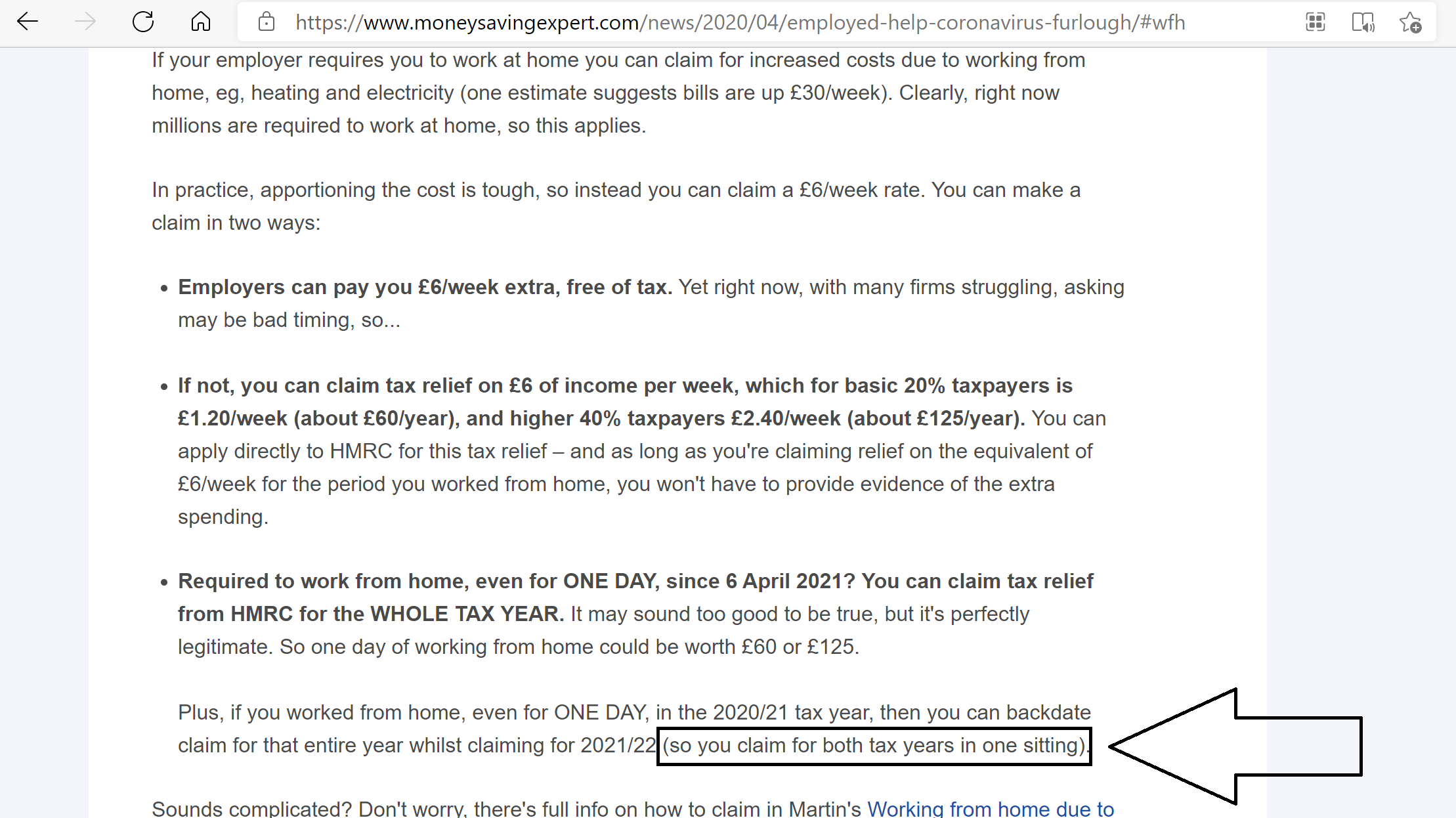 Working From Home In The 2021 2022 Year After Claiming 2020 Moneysavingexpert Forum