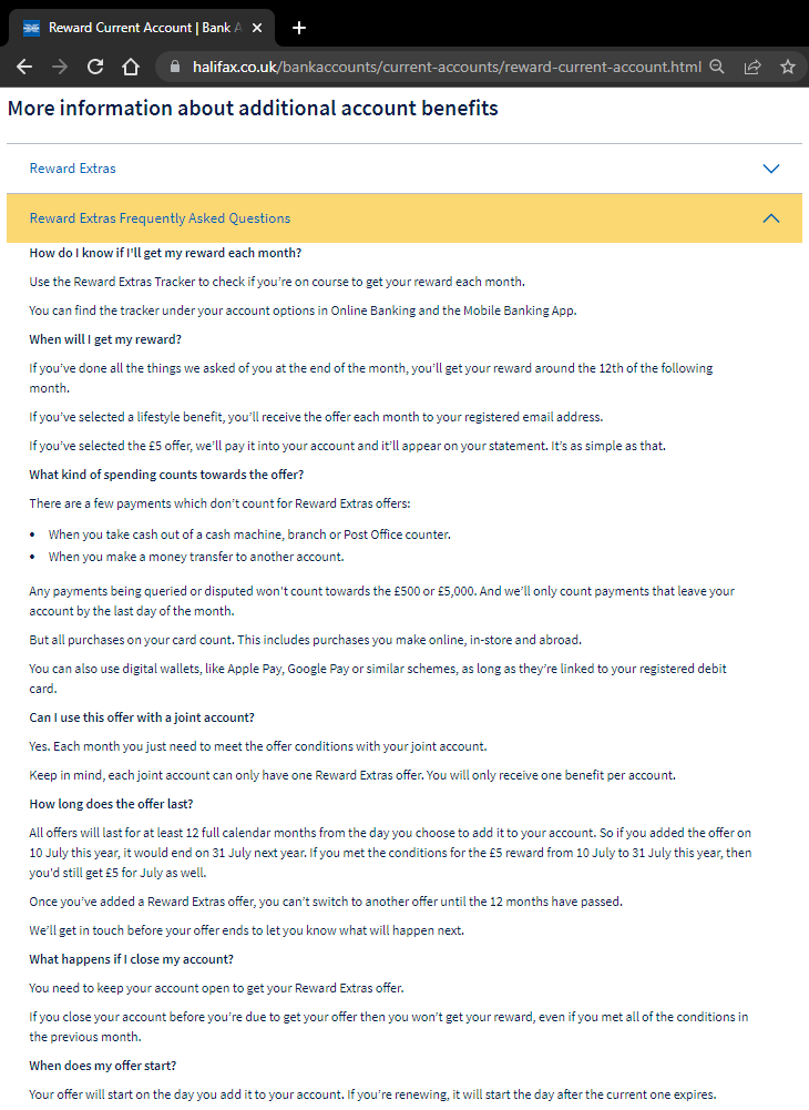 Halifax Reward Extras "Stay in credit." Page 2 — MoneySavingExpert Forum